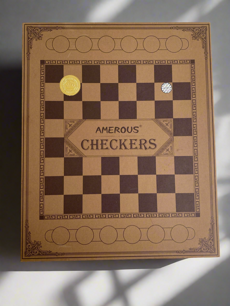 AMEROUS Wooden Checkers Set, Checkers Board Game with Storage Grooves - 24 Ch...