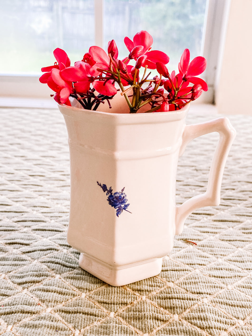 Vintage handmade ceramic cup & flower bud vase